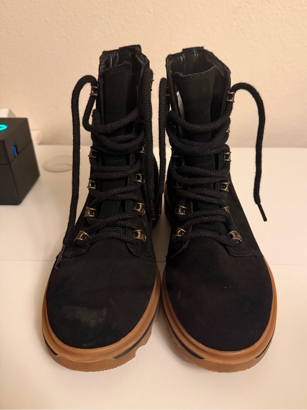 SOREL Women's Lennox Lace Waterproof Boots Black Suede Leather Size 7.5 - Picture 5 of 8